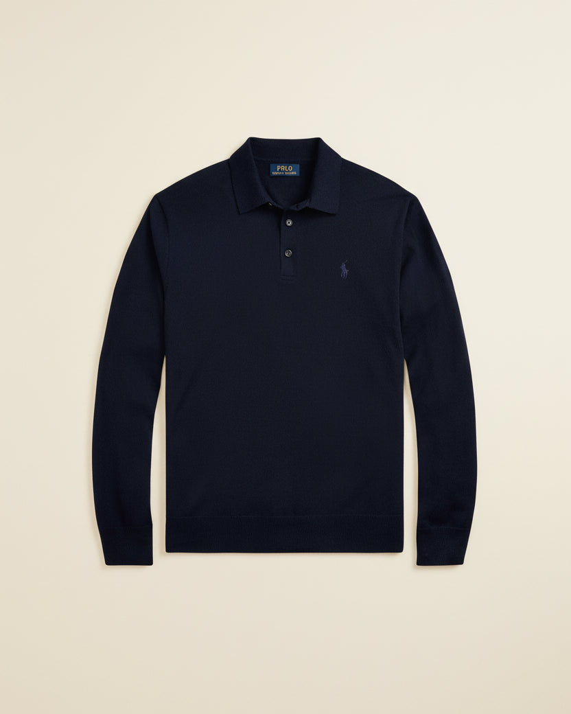 St. Martin Co RL Black Long-Sleeve Knit Polo — lifestyle view