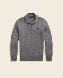 St. Martin Co RL Black Long-Sleeve Knit Polo — detail view