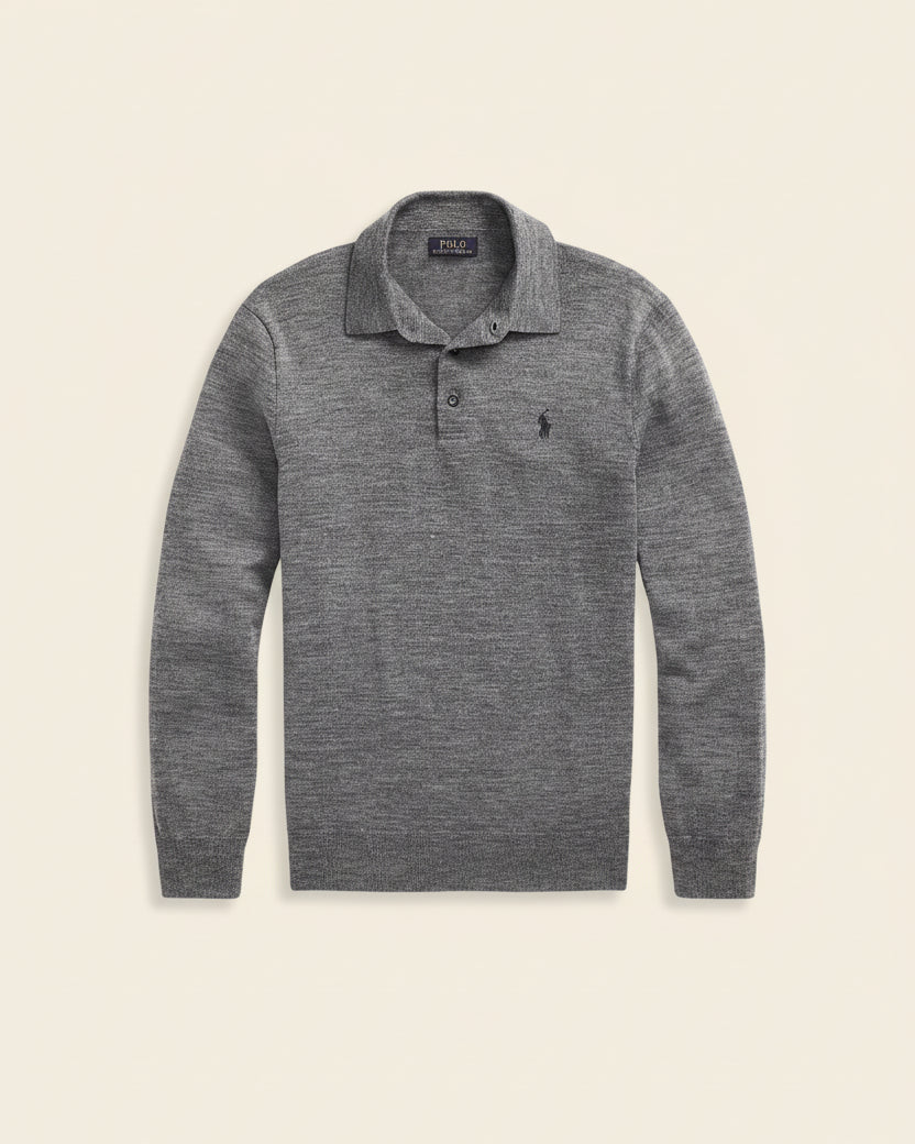 St. Martin Co RL Black Long-Sleeve Knit Polo — detail view
