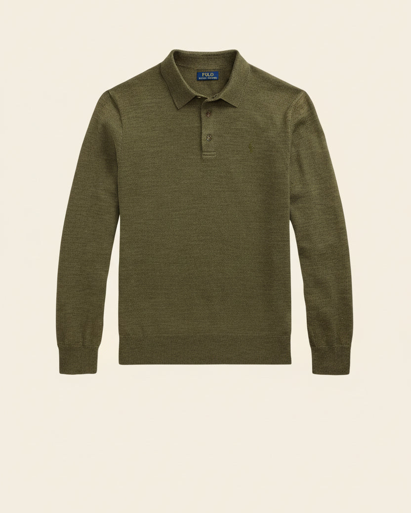 St. Martin Co RL Black Long-Sleeve Knit Polo — detail view