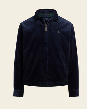 St. Martin Co RL Navy Corduroy Zip-Through Harrington Jacket — back view