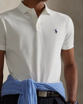 St. Martin Co RL Black Piqué Short-Sleeve Polo — detail view