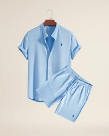 St. Martin Co RL Seersucker Short-Sleeve Co-ord Set — detail view