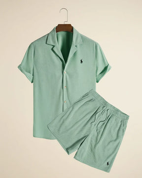 St. Martin Co RL Seersucker Short-Sleeve Co-ord Set — detail view