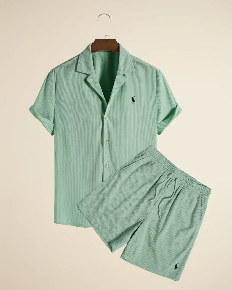 St. Martin Co RL Seersucker Short-Sleeve Co-ord Set — detail view
