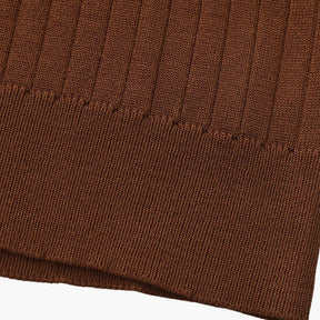 St. Martin Co Ribbed Knit Open-Collar Polo in Stone — side view