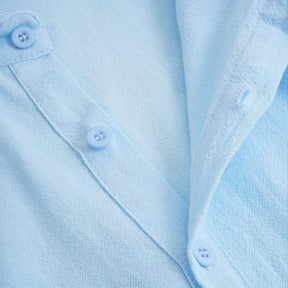 St. Martin Co Sand Linen Open-Collar Dress Shirt — detail view