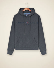 St. Martin Co TH Grey Marl Drawstring Fleece Hood — detail view