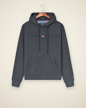 St. Martin Co TH Grey Marl Drawstring Fleece Hood — detail view