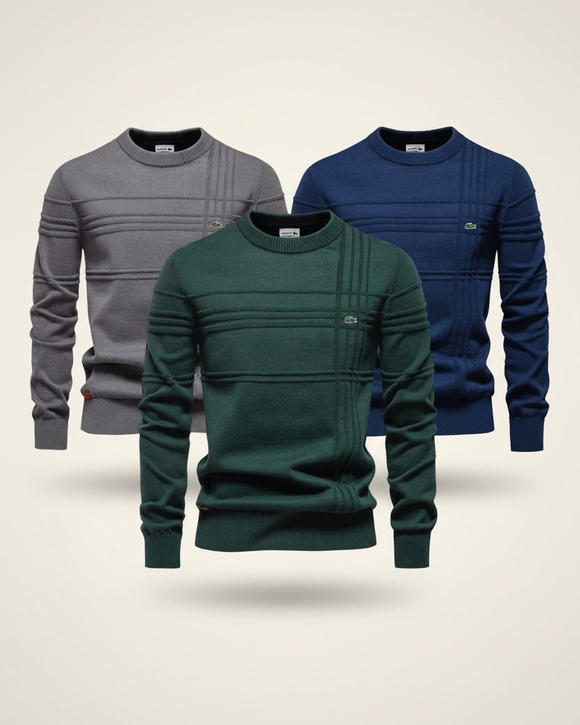 St. Martin Co LC Tonal Stripe Crewneck Knit in Navy — detail view